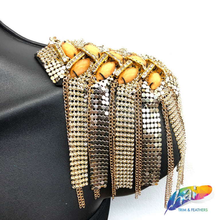 Rhinestone Metal Spike Epaulette - Shine Trim