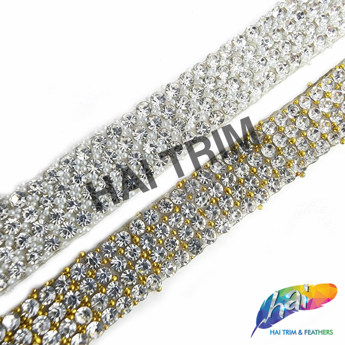 3/8 3-Row Crystal AB Rhinestone Iron On Trim, IRT-151 – Hai Trim & Feathers