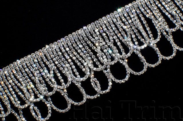 Loop de Loop Rhinestone Chain (Color: Clear/Silver) - Shine Trim