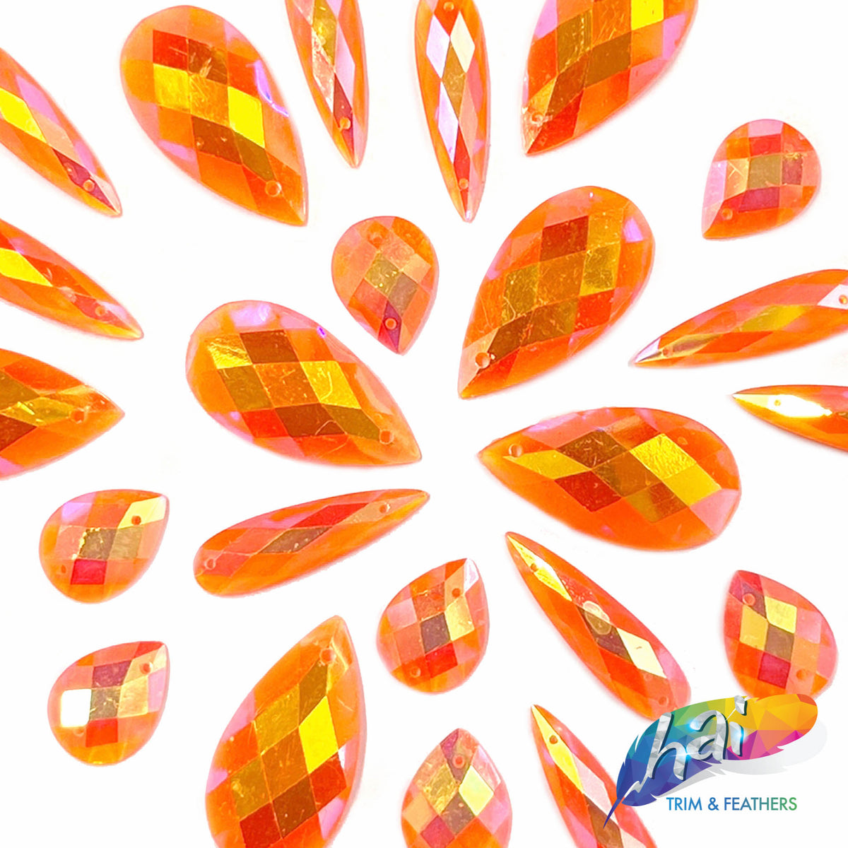 Luminous Orange Glass Rhinestones