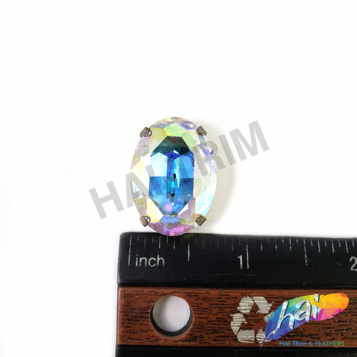 18x25mm Crystal AB Oval Sew-on Rhinestones w/ Gold Metal Setting (5 pi –  Hai Trim & Feathers