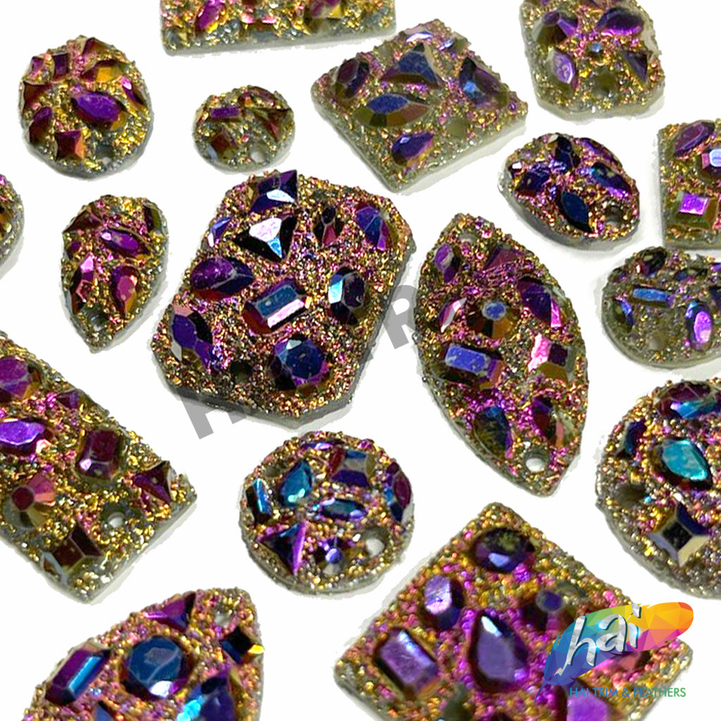 Multicolored Metallic Meteorite Textured Stones – Hai Trim & Feathers