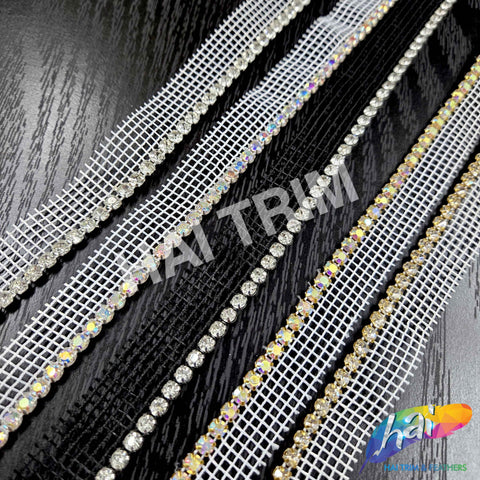 1-Row Crystal Rhinestone Trim with Side Net, A-001N