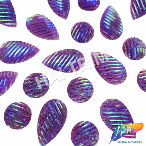 Purple AB Striped Glitter Textured Stones, #28