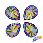 30x38mm Studded Teardrop Color AB Resin Stones (4 pieces)