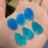 Turquoise AB Striped Glitter Textured Stones, #41