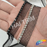 1-Row Crystal Rhinestone Trim with Side Net, A-001N