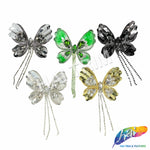 Sequins Rhinestone Butterfly Applique with Rhinestone Fringe, BA-185