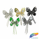 Sequins Rhinestone Butterfly Applique with Rhinestone Fringe, BA-185