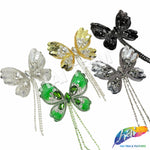 Sequins Rhinestone Butterfly Applique with Rhinestone Fringe, BA-185