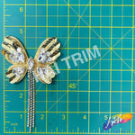 Sequins Rhinestone Butterfly Applique with Rhinestone Fringe, BA-185