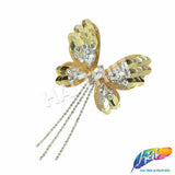 Sequins Rhinestone Butterfly Applique with Rhinestone Fringe, BA-185