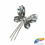 Sequins Rhinestone Butterfly Applique with Rhinestone Fringe, BA-185