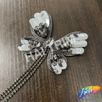 Sequins Rhinestone Butterfly Applique with Rhinestone Fringe, BA-185