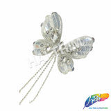 Sequins Rhinestone Butterfly Applique with Rhinestone Fringe, BA-185