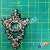 Gold/Crystal Beaded Rhinestone Motif Applique, BA-186