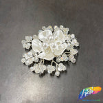 Pearl Beaded Rhinestone Wired Flower Applique, BA-191