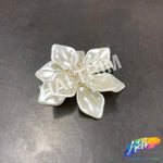 White Pearlized Beaded Flower Applique, BA-192