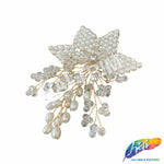 Star Ivory Pearl Wired Beaded Motif Applique, BA-197