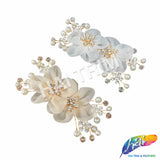 Chiffon Flower Pearl Beaded Rhinestone Applique, BA-198