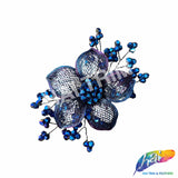 Royal Blue/Purple Wired Beaded Flower Applique, BA-202