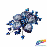 Royal Blue/Purple Wired Beaded Flower Applique, BA-202