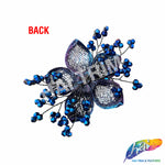 Royal Blue/Purple Wired Beaded Flower Applique, BA-202