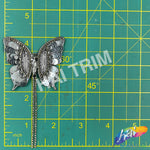 Sequins Rhinestone Butterfly Applique with Rhinestone Fringe, BA-205