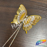 Sequins Rhinestone Butterfly Applique with Rhinestone Fringe, BA-205