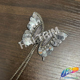 Sequins Rhinestone Butterfly Applique with Rhinestone Fringe, BA-205