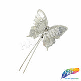 Sequins Rhinestone Butterfly Applique with Rhinestone Fringe, BA-205