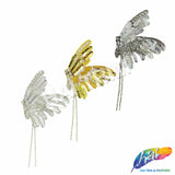 Sequins Rhinestone Wing Applique with Rhinestone Fringe, BA-207