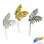 Sequins Rhinestone Wing Applique with Rhinestone Fringe, BA-207