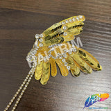 Sequins Rhinestone Wing Applique with Rhinestone Fringe, BA-207