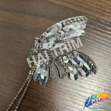 Sequins Rhinestone Wing Applique with Rhinestone Fringe, BA-207