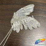 Sequins Rhinestone Wing Applique with Rhinestone Fringe, BA-207