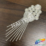 Beaded Rhinestone Motif Applique with Rhinestone Fringe, BA-208