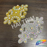 Beaded Acrylic Rhinestone Motif Applique, BR-009