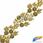 4 1/2" Floral Beaded Rhinestone Embroidered Trim, BRT-060