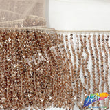 Beaded Sequin Fringe with Mesh (6" 12"), BSF-002