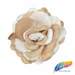 CLOSEOUT! 3D 2-tone Fabric Rose Flower Brooches (2 pieces)