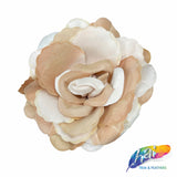 CLOSEOUT! 3D 2-tone Fabric Rose Flower Brooches (2 pieces)