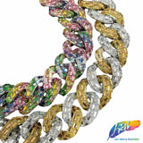 1 1/4" Rhinestone Studded Metallic Plastic Curb Chain, CH-143