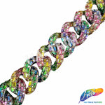 1 1/4" Rhinestone Studded Metallic Plastic Curb Chain, CH-143