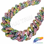 1 1/4" Rhinestone Studded Metallic Plastic Curb Chain, CH-143