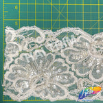 4 1/2" Pearl Sequins Lace Embroidered Trim, EMB-064