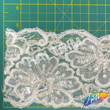 4 1/2" Pearl Sequins Lace Embroidered Trim, EMB-064