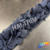 SALE! 2" Flower Petal Chiffon Embroidered Trim, EMB-065