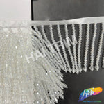 3" Crystal Glass Bicone Beaded Fringe, FR-029