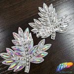 Crystal Leaf Rhinestone Iron On Applique, IA-070